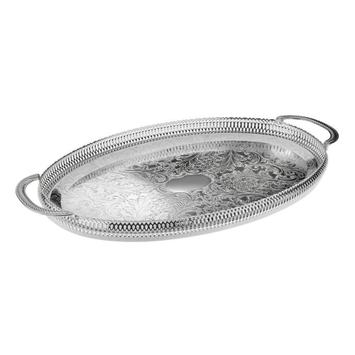 Поднос овальный с ручками 44х25 см Queen Anne серебряный