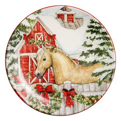 Тарелка закусочная "Лошадь каурая" 23 см, керамика,CER37286-4, Рождество в усадьбе, Certified International.