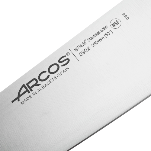 Поварской нож «Шеф» 25 см, из прокатной высокоуглеродистой нержавеющей стали, пластиковая рукоять, голубой, 2900, Arcos