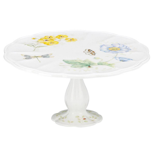 Блюдо для торта на ножке 25x12 см, LEN823282, Бабочки на лугу, Lenox