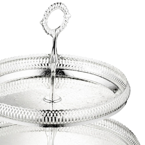 Этажерка двухъярусная 28 см Queen Anne серебряная