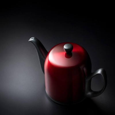Чайник заварочный фарфоровый 900 мл, с колпаком, красный/черный, 238935, Salam, Guy Degrenne