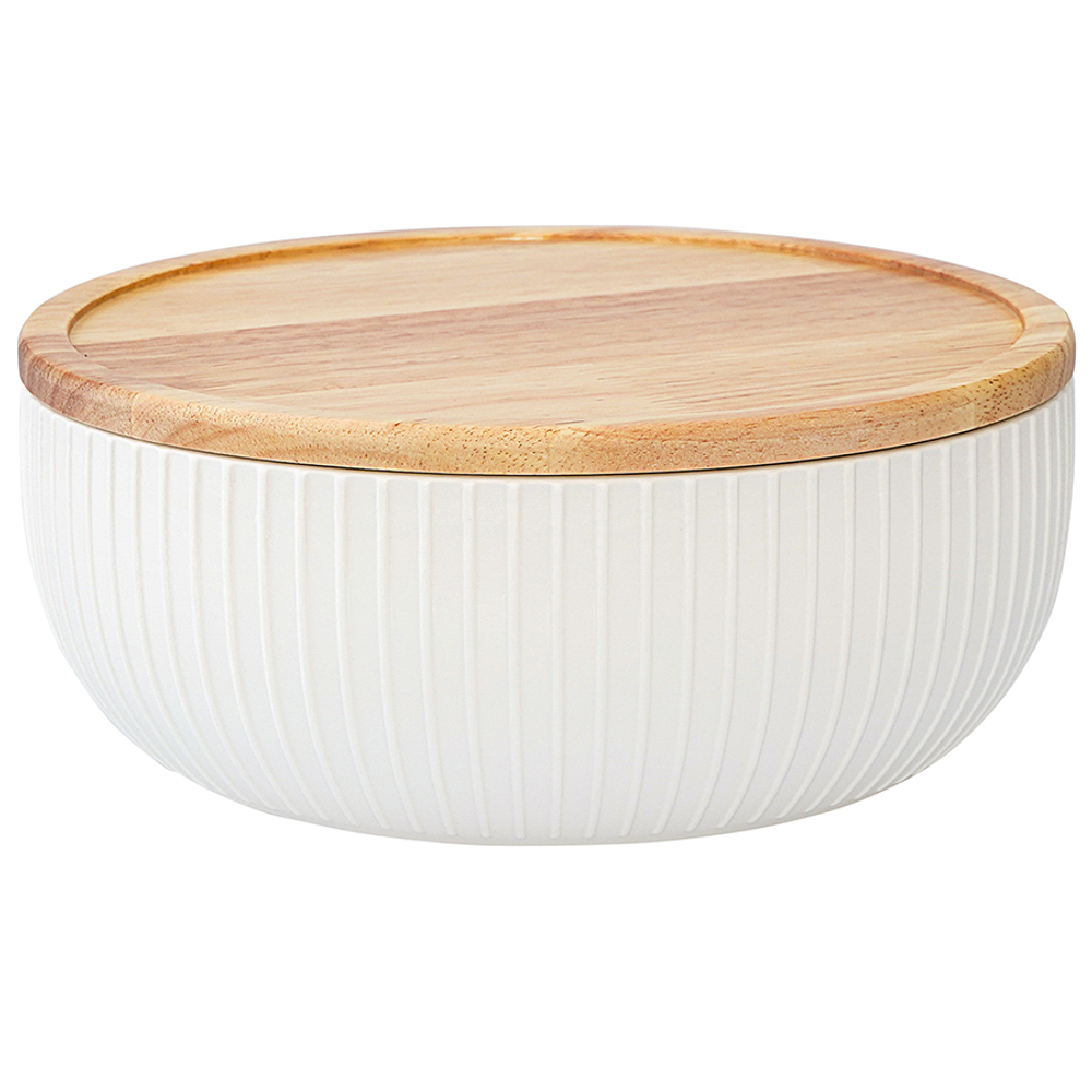 Салатник с крышкой из каучукового дерева Soft Ripples, Dual Glazing, ?22 см