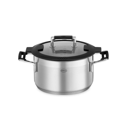 Кастрюля из нержавеющей стали  3,5 л, 20 см, со стеклянной крышкой, для индукционных плит, 91962 Roesle, Silence PRO, Roesle