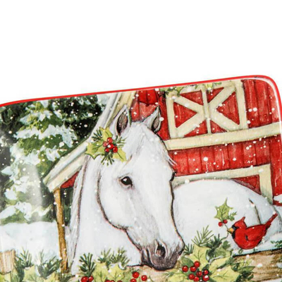 Тарелка пирожковая "Лошадь белая" 15 см, керамика,CER37291-1, Рождество в усадьбе, Certified International
