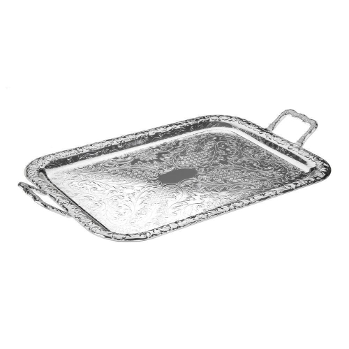 Поднос прямоугольный с ручками 44х25 см Queen Anne серебряный
