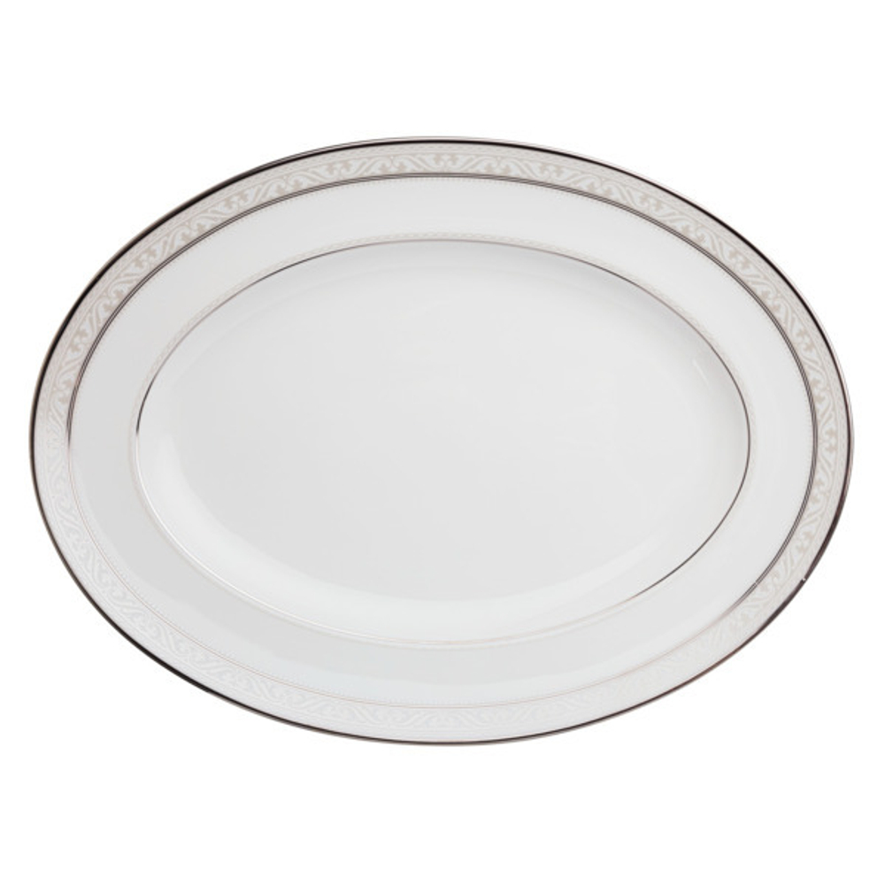Блюдо овальное Noritake Монтвейл Платиновый кант 31 см, фарфор костяной