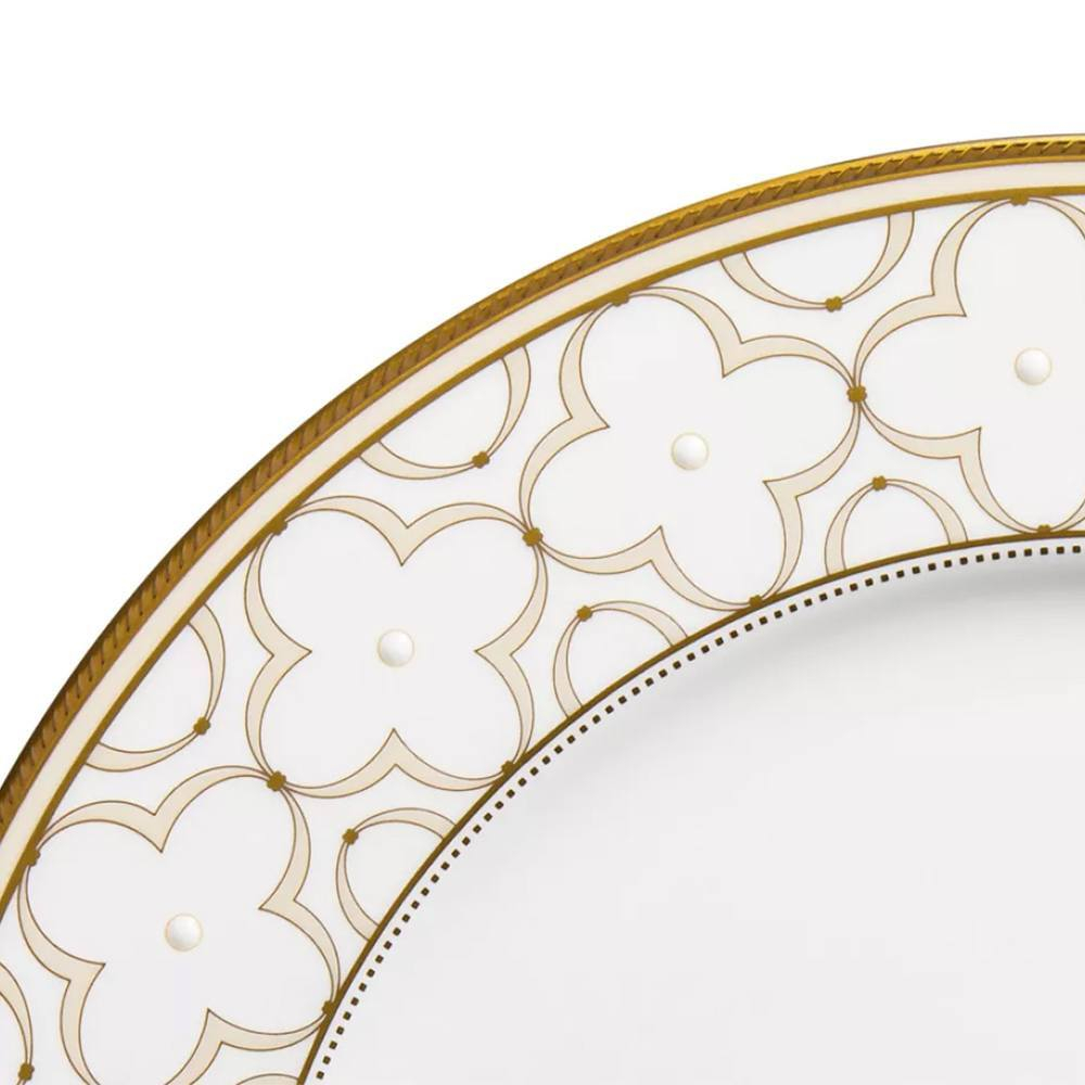 Тарелка обеденная Noritake Трефолио, золотой кант 28 см, фарфор костяной