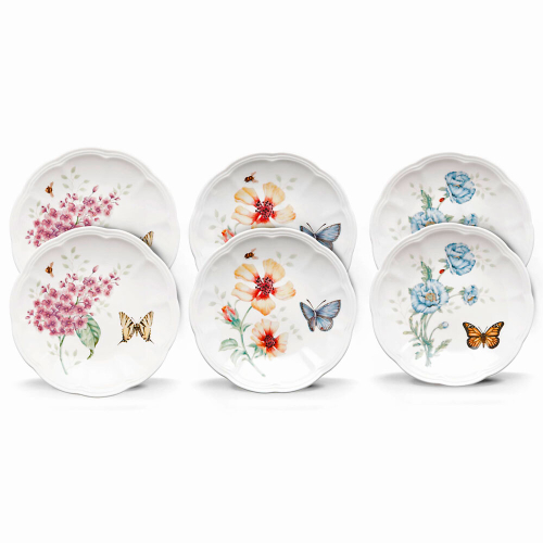 Набор пирожковых тарелок 6 шт, 15 см, LEN817046, Бабочки на лугу, Lenox