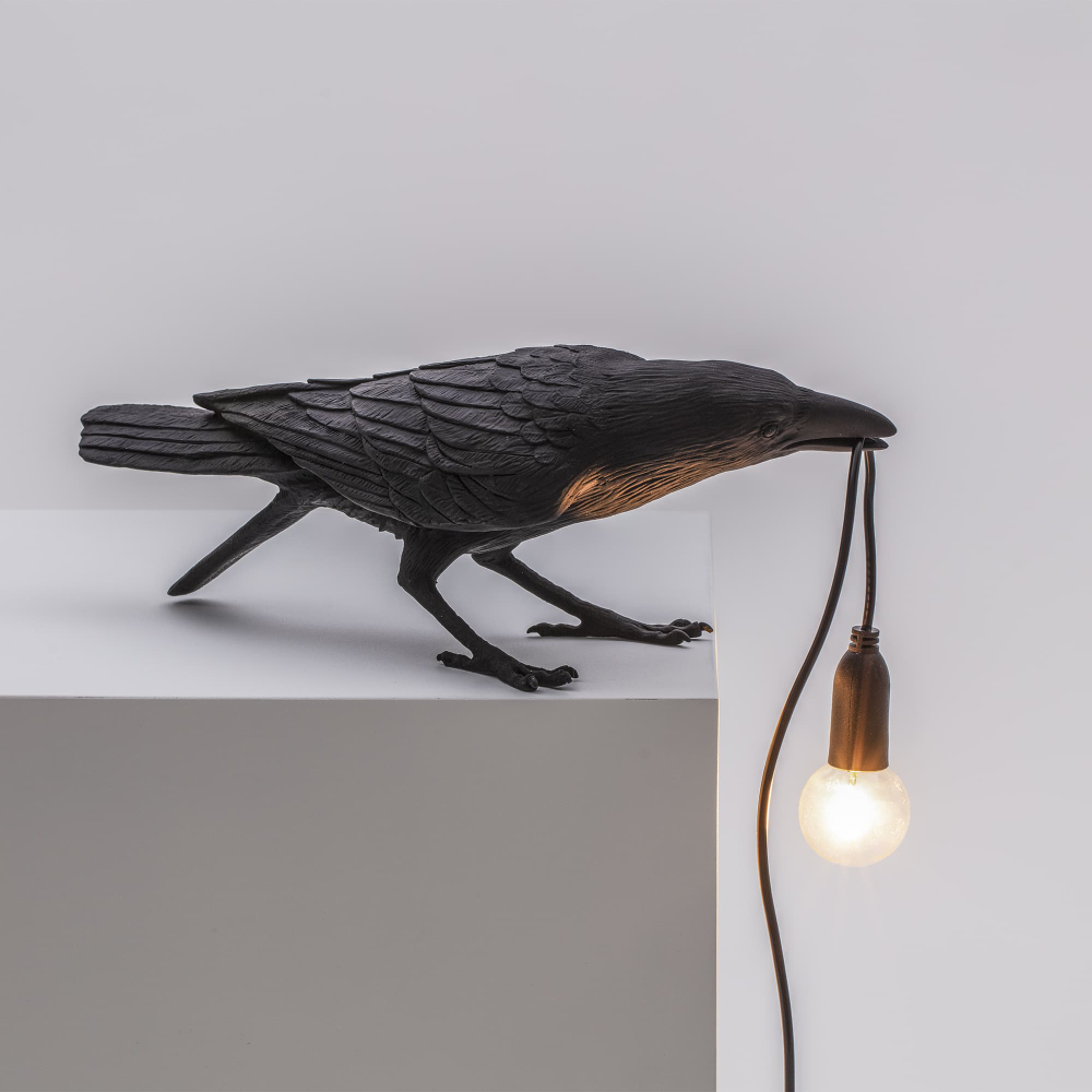 Настольная лампа Bird Playing Black, Bird Lamp, Seletti