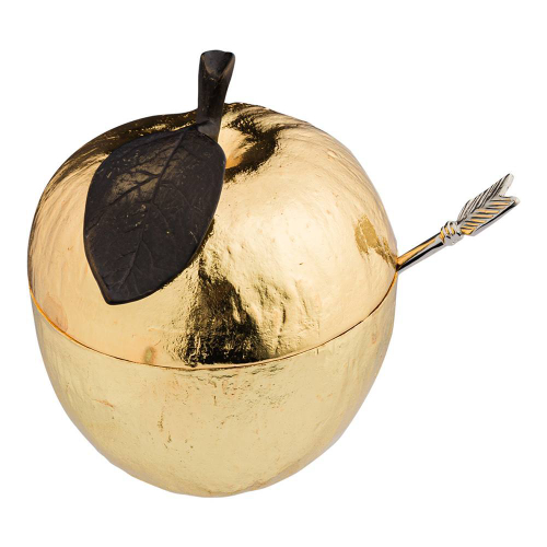 Сахарница с ложкой Michael Aram Золотое яблоко 11 см, сталь нержавеющая, золотистая