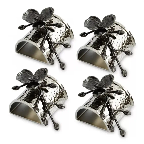 Набор колец для салфеток Michael Aram Черная орхидея 8,5 см, 4 шт, серебристый