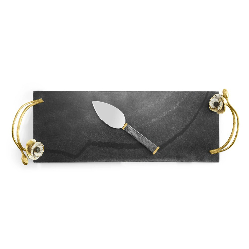 Доска для сыра с ножом Michael Aram Анемоны 44х15 см, мрамор