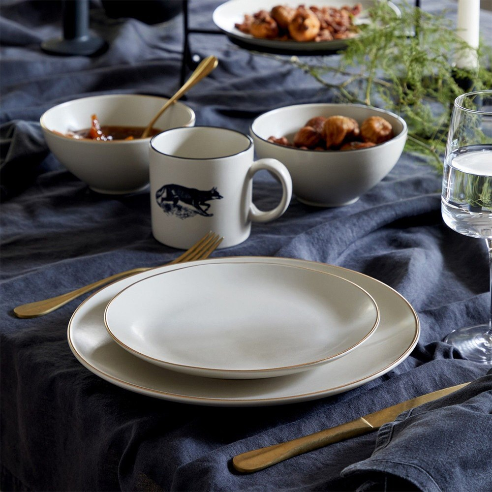 Тарелка обеденная 27 см Costa Nova Augusta Natural-Gold бежевая