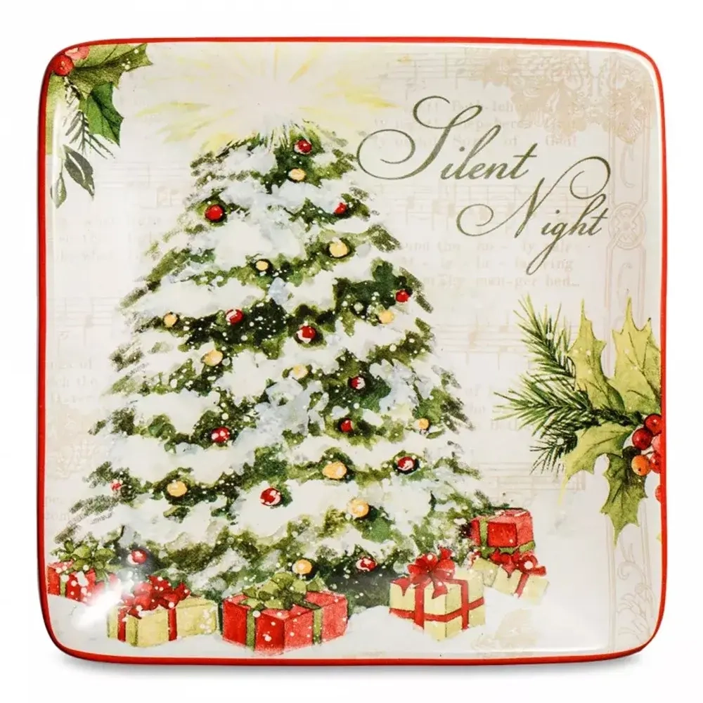Тарелка пирожковая квадратная 15х15 см Certified Int. Тихая ночь, Ель