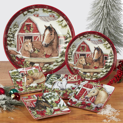Тарелка пирожковая "Лошадь вороная" 15 см, керамика, CER37291-2, Рождество в усадьбе, Certified International