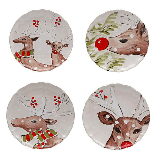 Набор из 4-х закусочных тарелок 21.4 см, белый, Deer Friends, Costa Nova