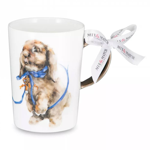 Кружка 450 мл Mix&Match Синергия Милый кролик, платиновая ручка