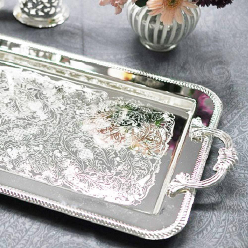 Поднос прямоугольный с ручками 40,5х25 см Queen Anne серебряный