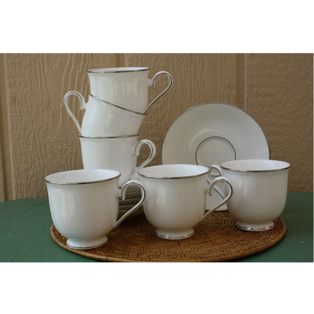 Блюдце для чайной чашки 15 см, фарфор, LEN193519042, Hannah Platinum, Lenox в онлайн-магазине элитной посуды Этикет