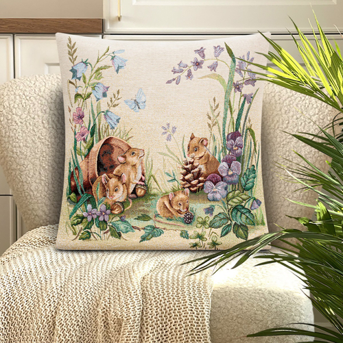 Наволочка 45x45 см, коллекция "Полянка, мышки", Le Gobelin