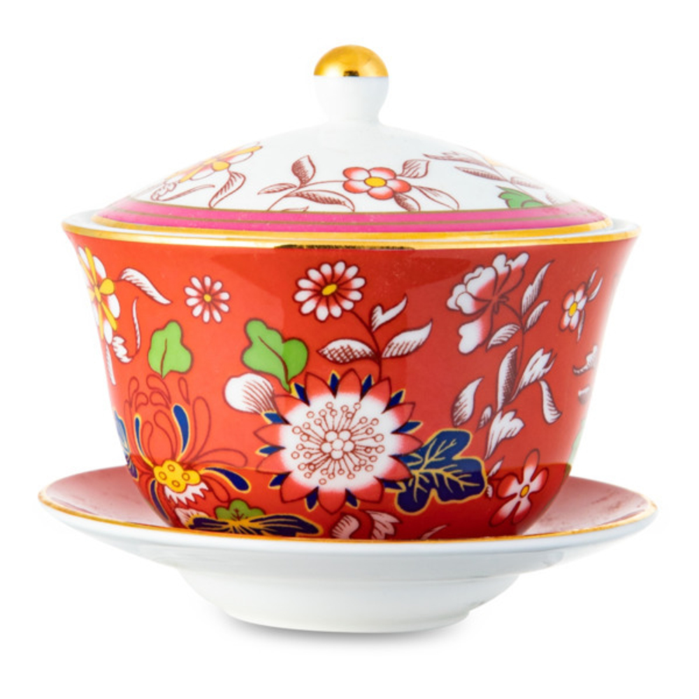 Пиала с крышкой и блюдцем Wedgwood Вандерласт Малина 7,6 см, 150 мл, фарфор