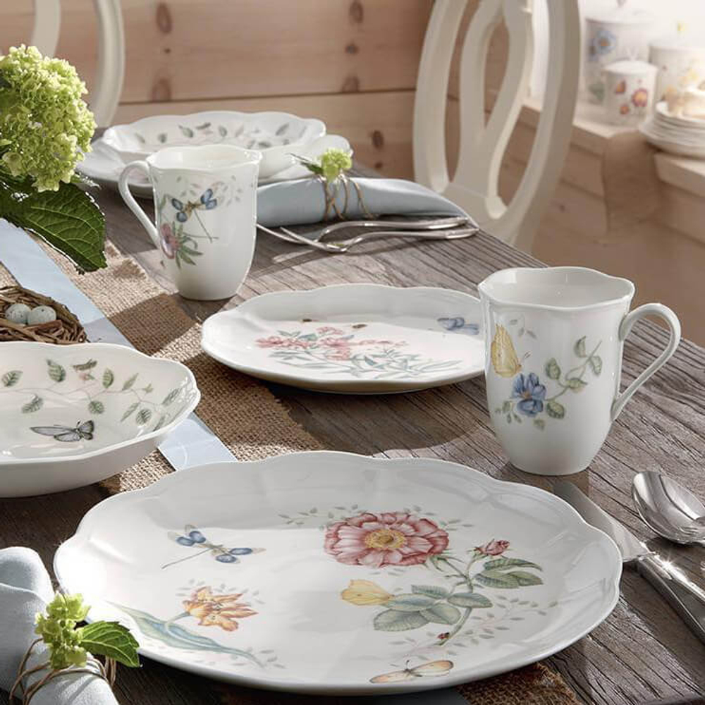 Кружка фарфоровая 354 мл, "Стрекоза", LEN891929, золото, Бабочки на лугу, Lenox