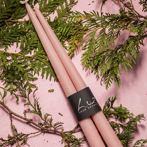 Набор свечей, 30 см, 2 шт, серо-розовый, Рустик, Luz Your Senses