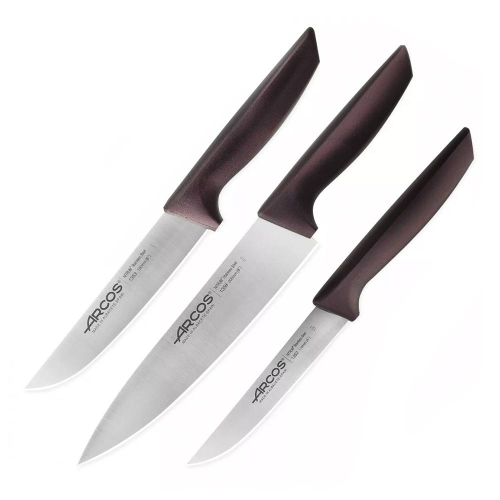 Набор кухонных ножей ARCOS Niza 3 пр бордовый