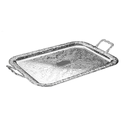 Поднос прямоугольный с ручками 63х34 см Queen Anne серебряный