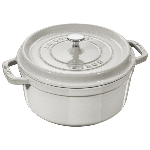 Кокот Staub, чугунный, круглый, объем 5.25 л, диаметр 26 см, белый трюфель