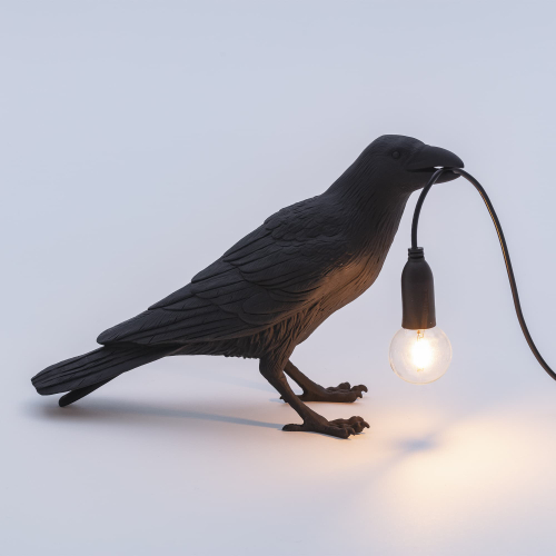Настольная лампа Bird Waiting Black, Bird Lamp, Seletti