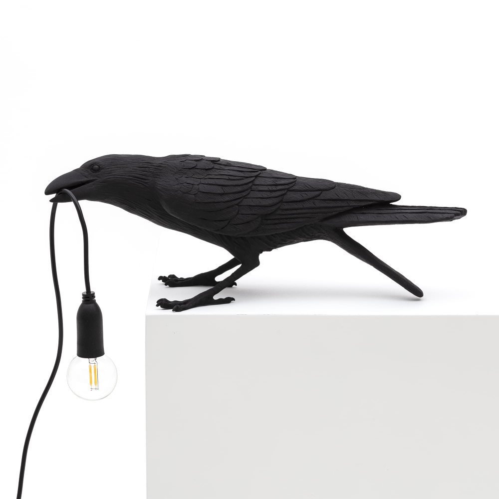 Настольная лампа Bird Playing Black, Bird Lamp, Seletti