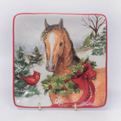Тарелка пирожковая квадратная  15 см, керамика,CER22813, Рождество на ферме, Certified International