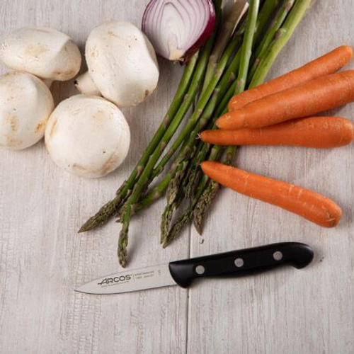 Нож для чистки овощей и фруктов 8 см, из прокатной высокоуглеродистой нержавеющей стали, пластиковая рукоять, черный, 1502, Maitre, Arcos