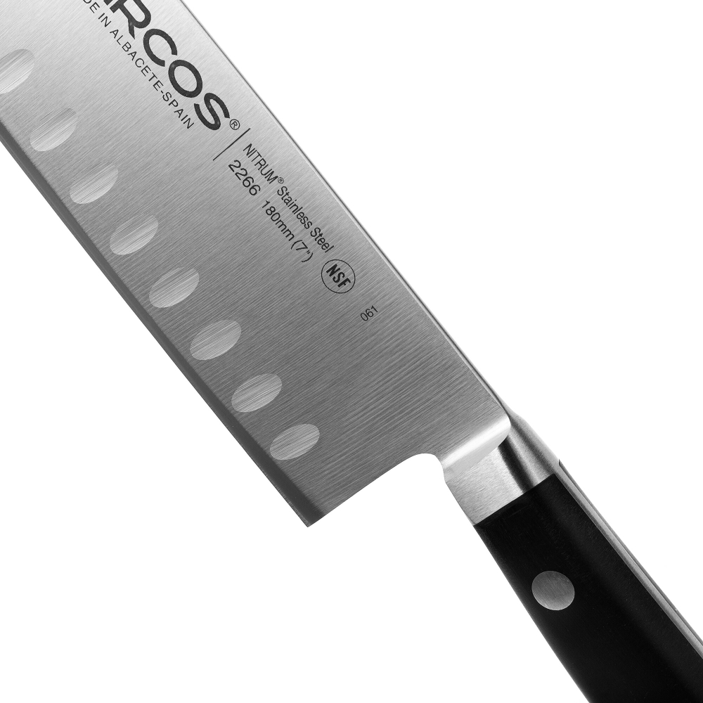 Нож поварской сантоку  18 см, из кованой высокоуглеродистой нержавеющей стали, черный, 226600, Opera, Arcos