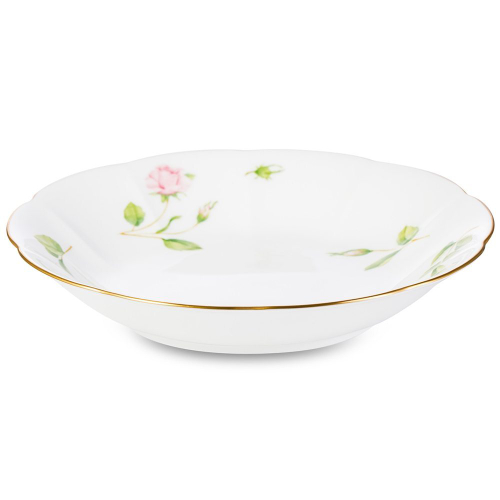 Тарелка суповая Цветущая Роза 20 см, фарфор костяной