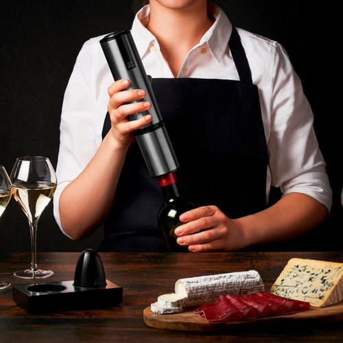 Электрический штопор и обрезатель фольги, темная сталь, Elis Touch, Peugeot Vin