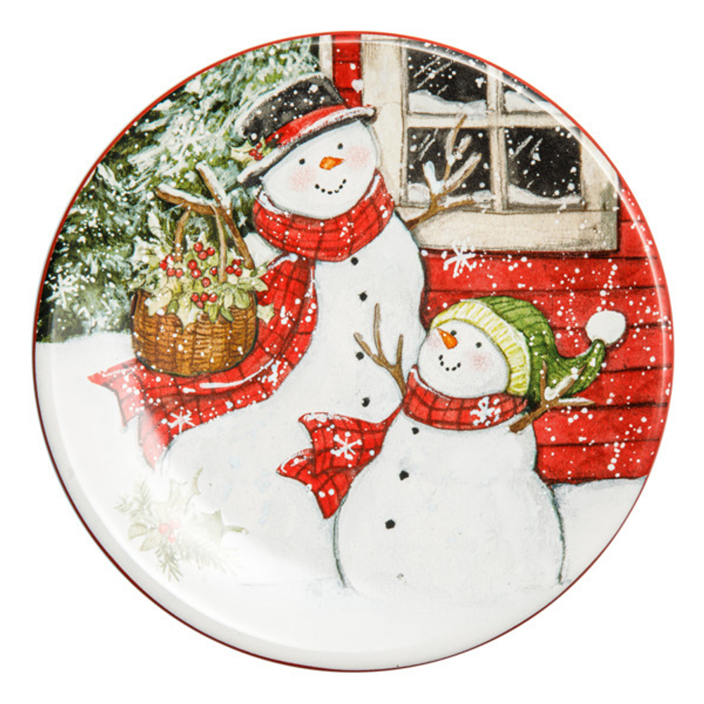 Тарелка пирожковая "Два снеговика" 15 см, керамика, CER37261-1, Дом снеговика, Certified International