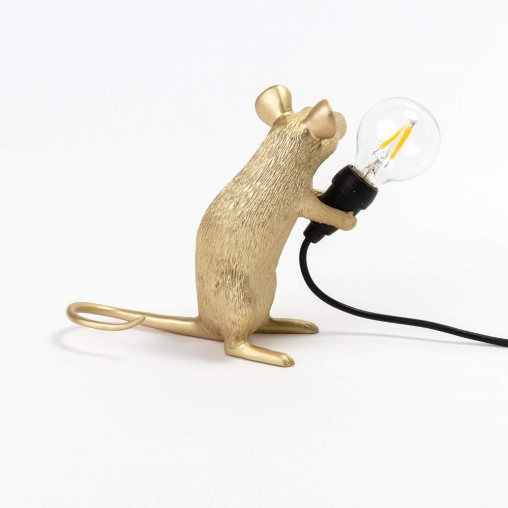 Настольная лампа Mouse Lamp Sitting GOLD USB, Seletti