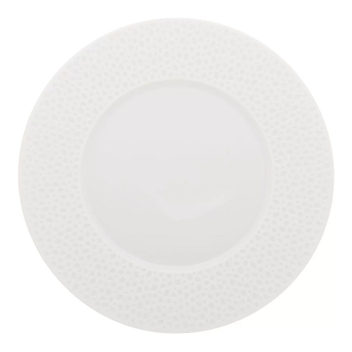 Тарелка обеденная 24 см Guy Degrenne Perles de rosee Blanches белая