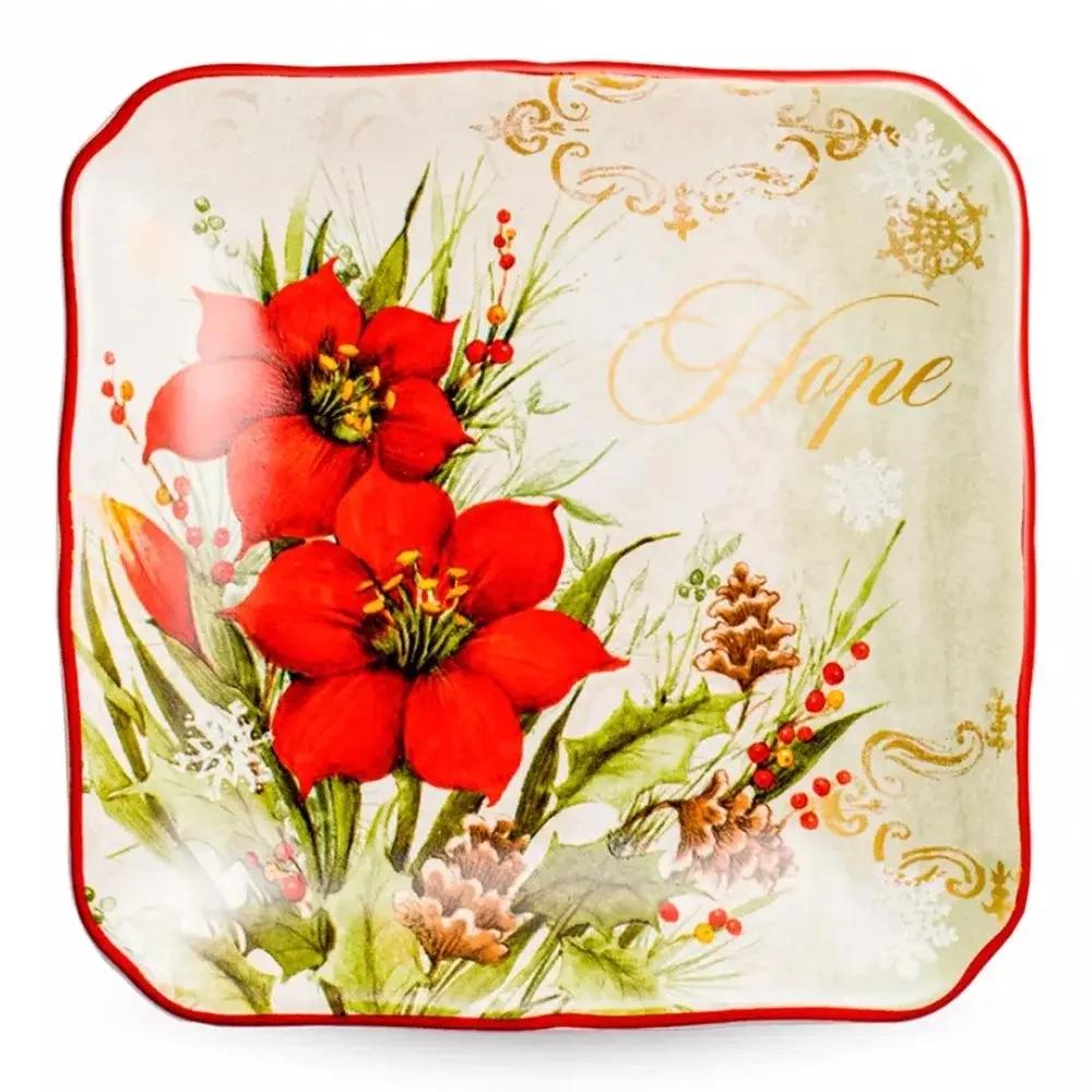 Тарелка пирожковая квадратная 15х15 см Certified Int. Красочная зима, Надежда