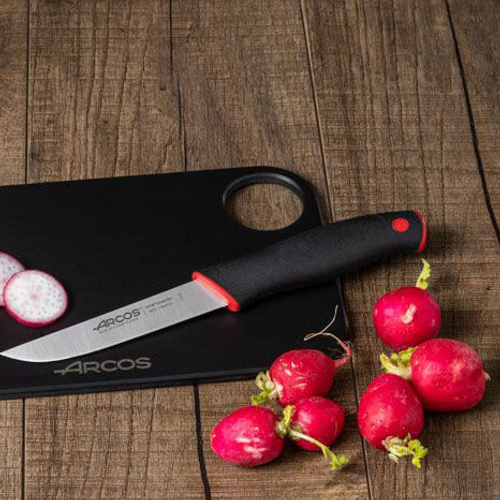 Нож для чистки овощей и фруктов 11 см, из прокатной высокоуглеродистой нержавеющей стали, пластиковая рукоять, черный/красный, 147222, Duo, Arcos