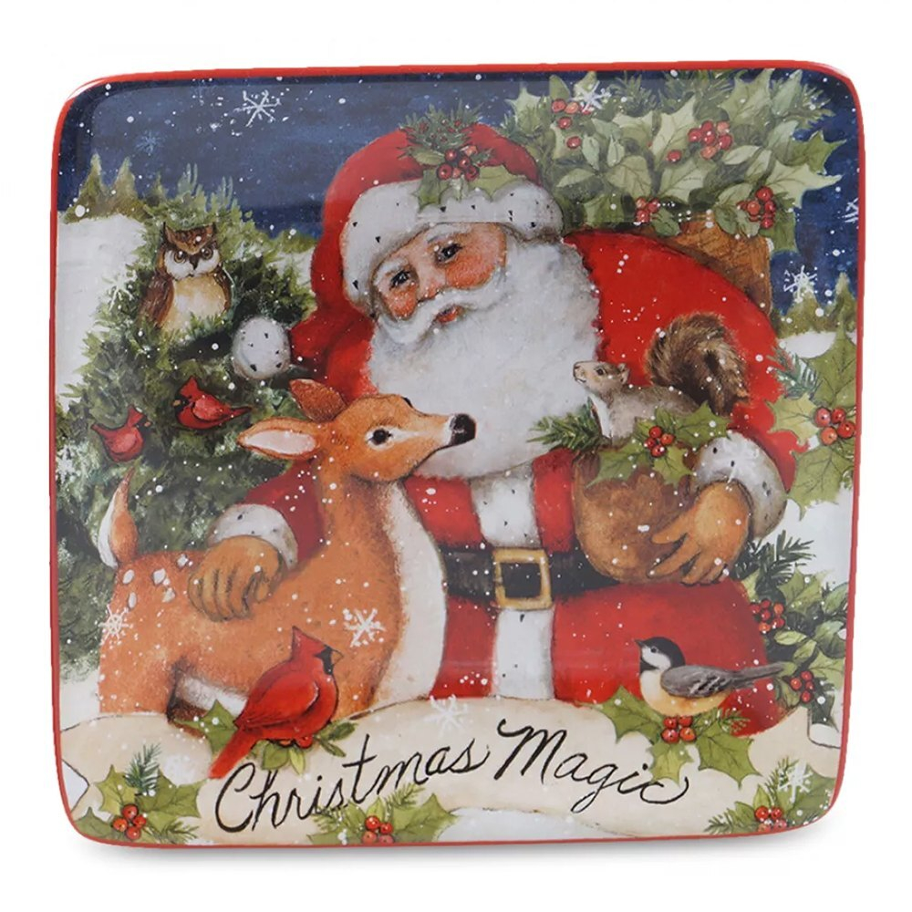 Тарелка пирожковая квадратная 15х15 см Certified Int. Магия Рождества, Бельчонок