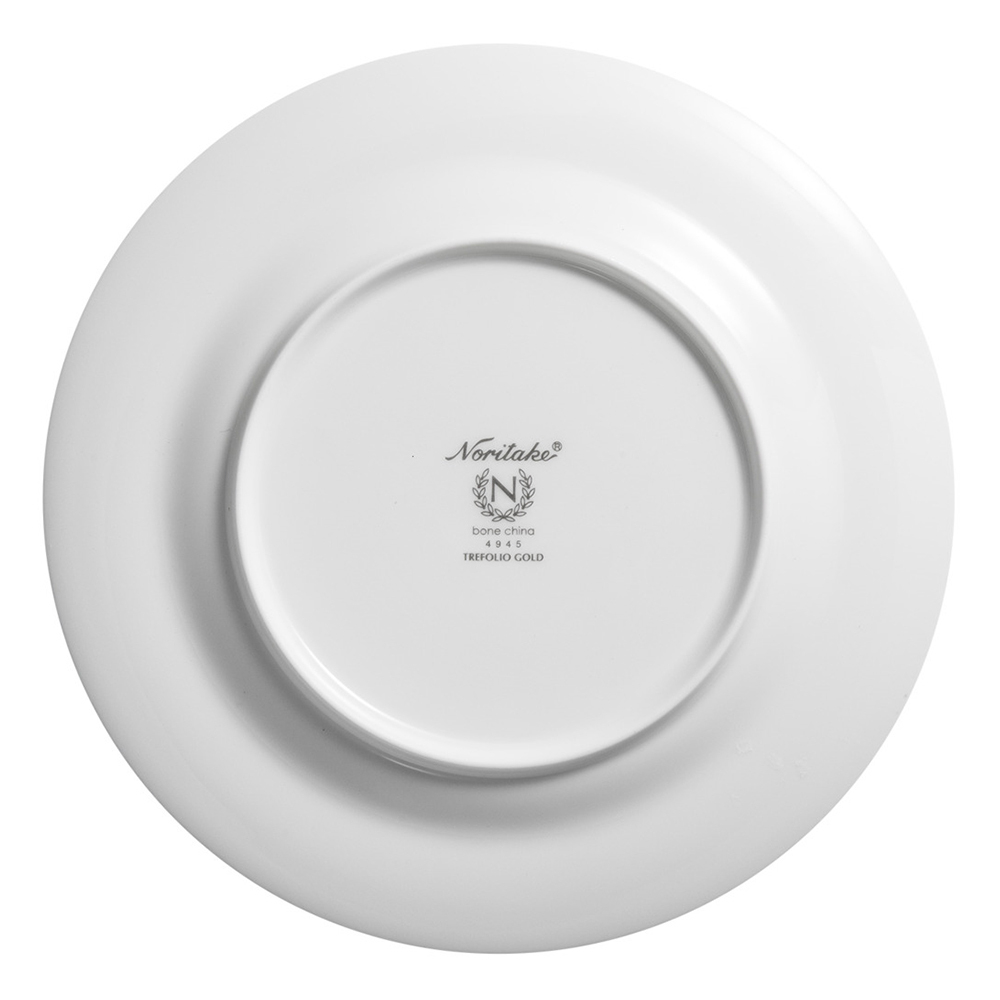 Тарелка десертная Noritake Трефолио, золотой кант 16,5 см, фарфор костяной