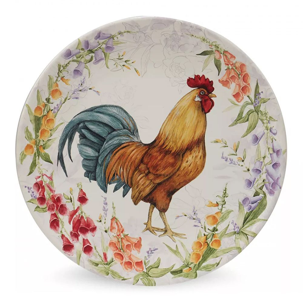 Тарелка обеденная 28 см Certified Int. Петушки на лугу-3