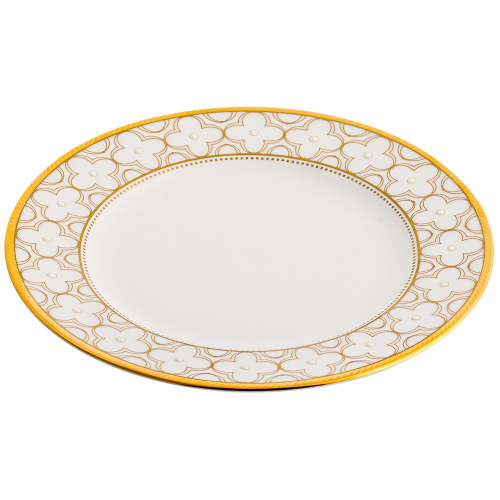 Тарелка десертная Noritake Трефолио, золотой кант 16,5 см, фарфор костяной