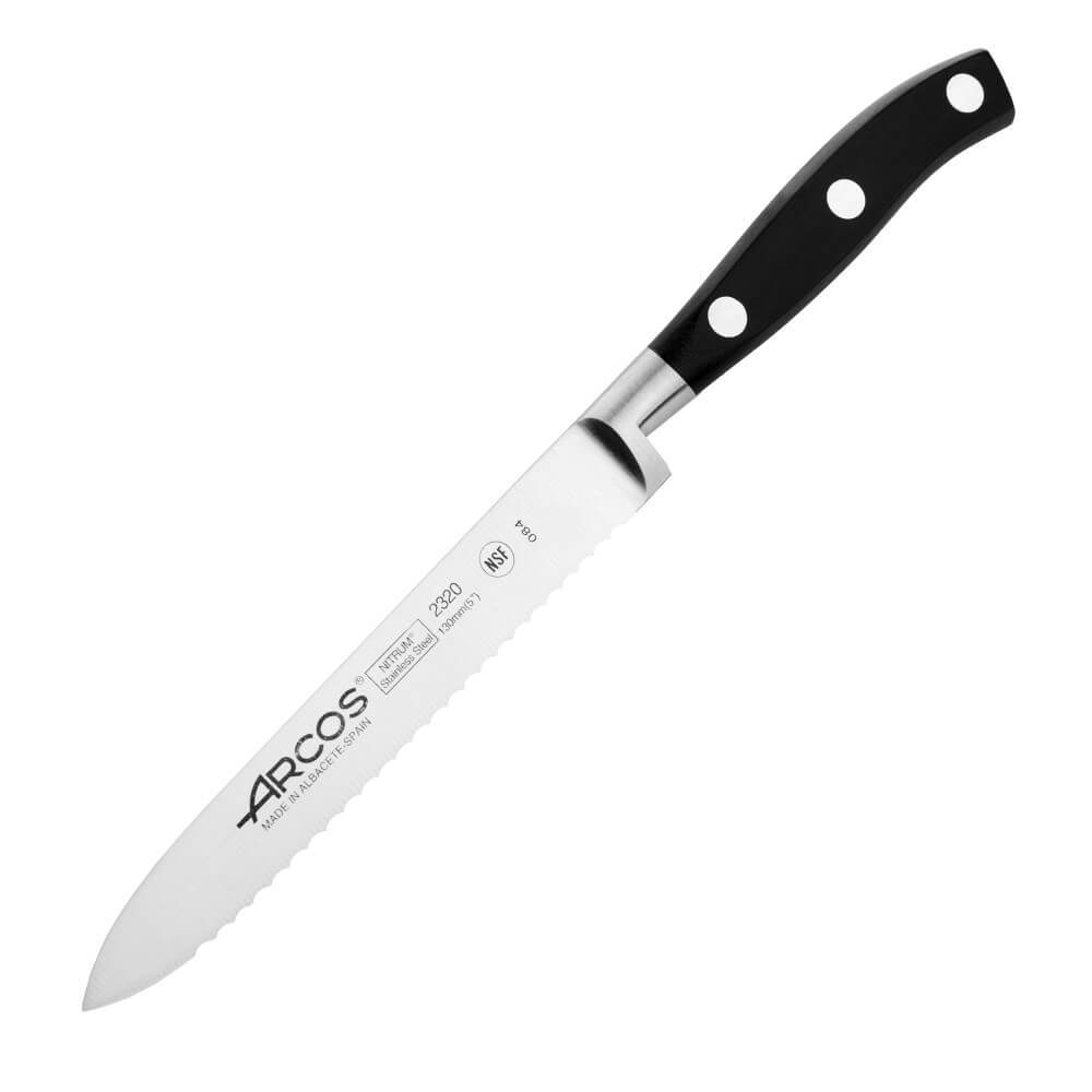 Универсальный нож (для томатов) 13 см, из кованой высокоуглеродистой нержавеющей стали, черный, 2320, Riviera, Arcos