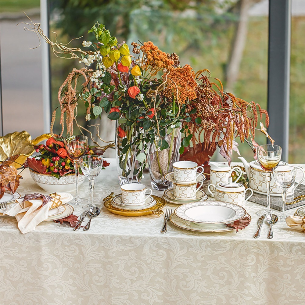 Тарелка десертная Noritake Трефолио, золотой кант 16,5 см, фарфор костяной