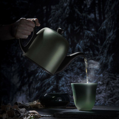 Чайник заварочный фарфоровый 900 мл, с колпаком, оливковый, 240138, Salam, Guy Degrenne